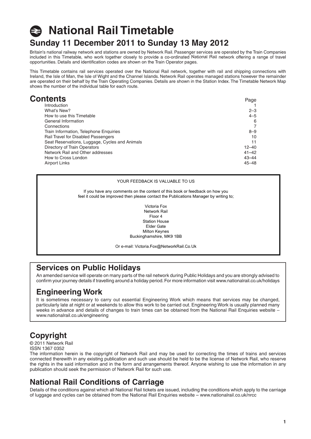 December 2011 Timetable (Enrt) – Commercial Information