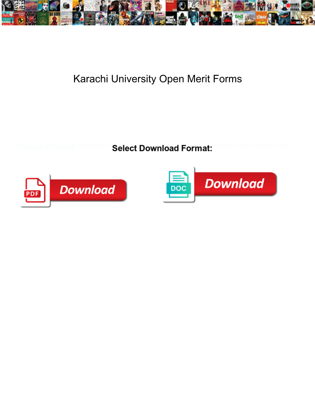 Karachi University Open Merit Forms