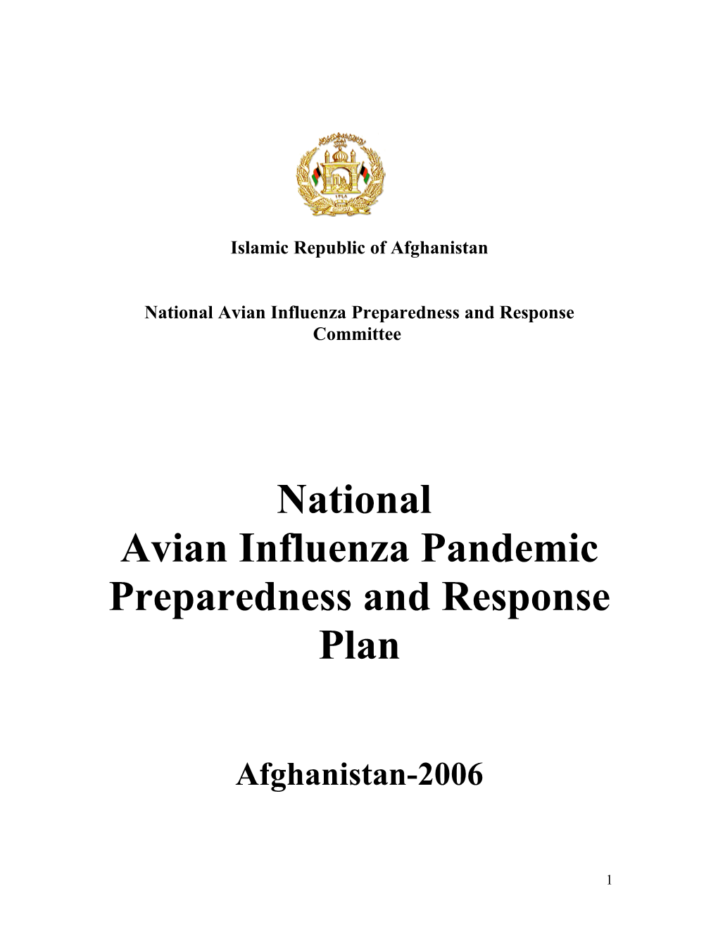 Avian Influenza Pandemic Preparedness and Response Plan