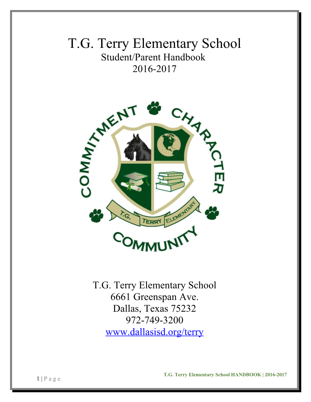 T.G. Terry Elementary School Handbook