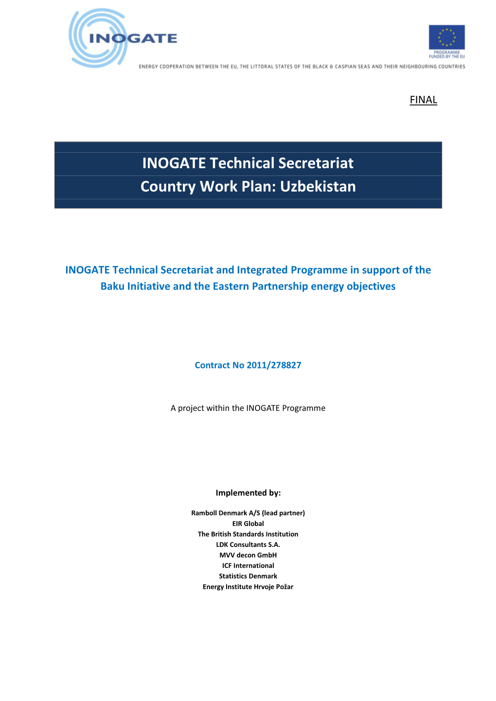 INOGATE Technical Secretariat Country Work Plan: Uzbekistan