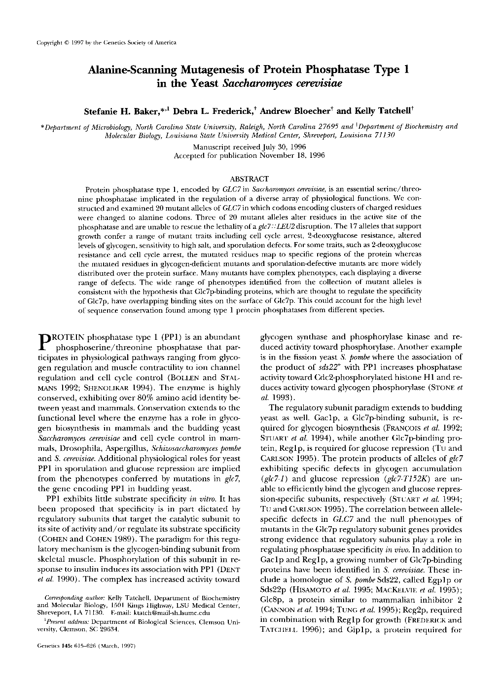 Alanine-Scanning Mutagenesis of Protein Phosphatase Type 1