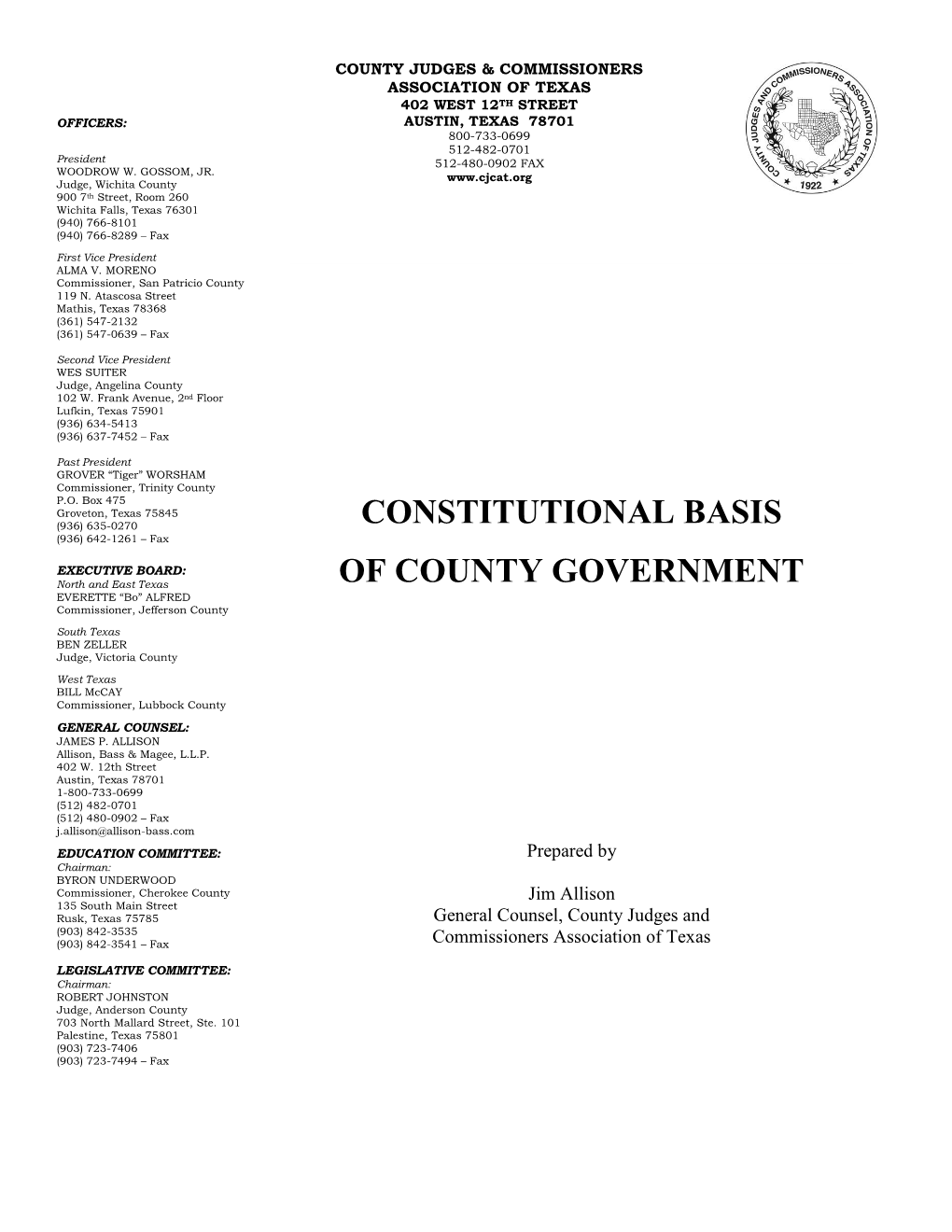 Constitutional Basis of County Government