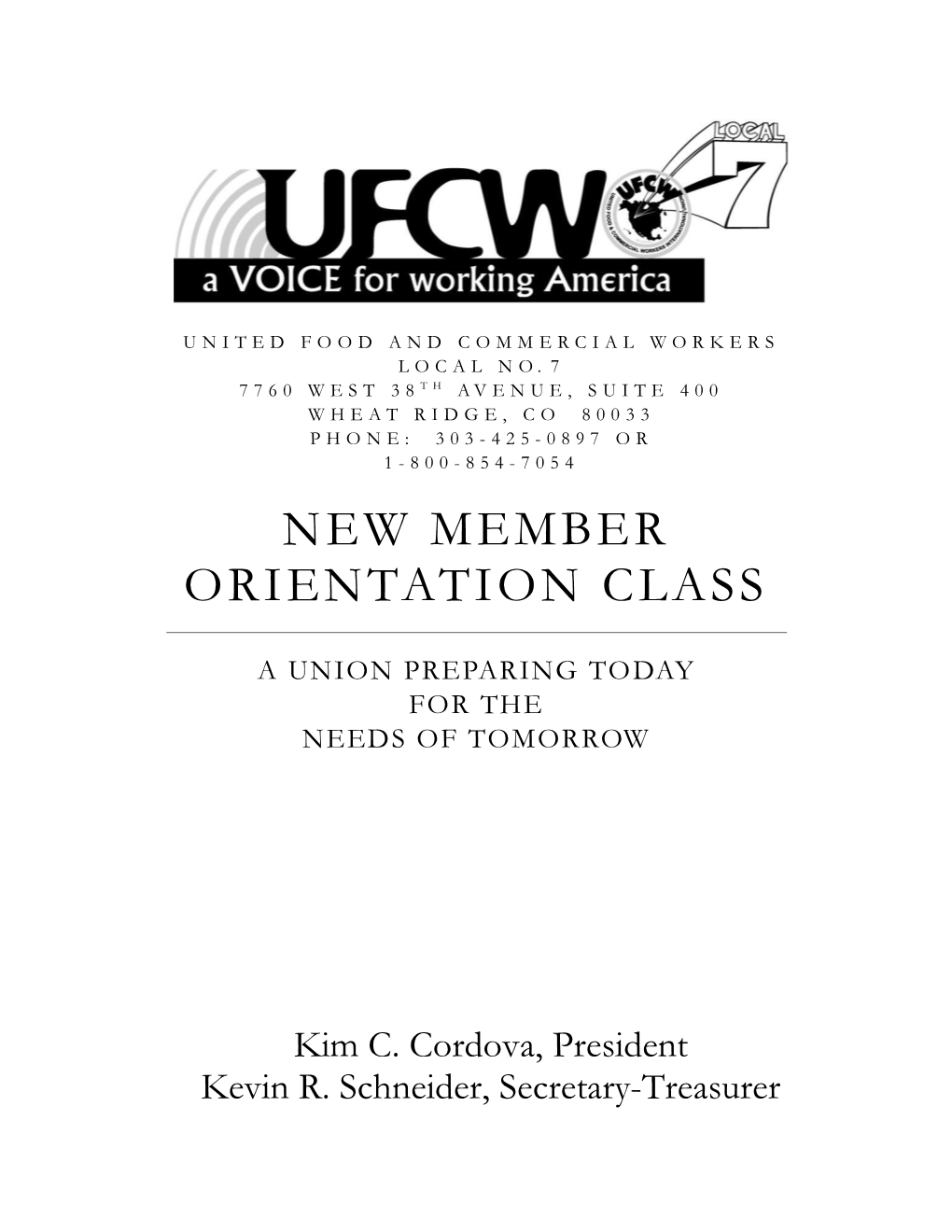 New Member Orientation Booklet