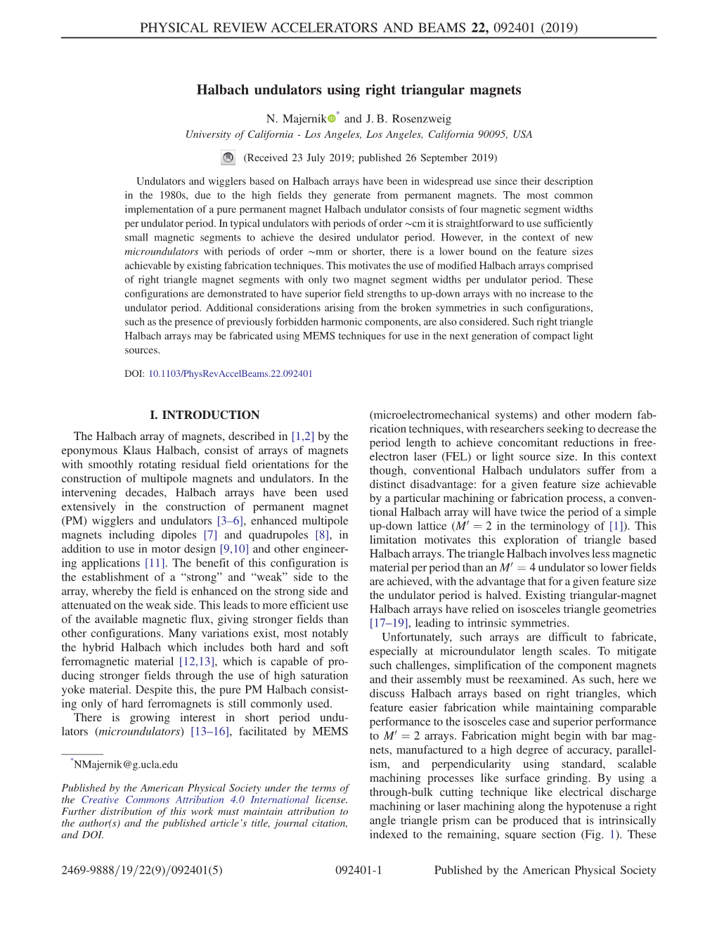 Halbach Undulators Using Right Triangular Magnets