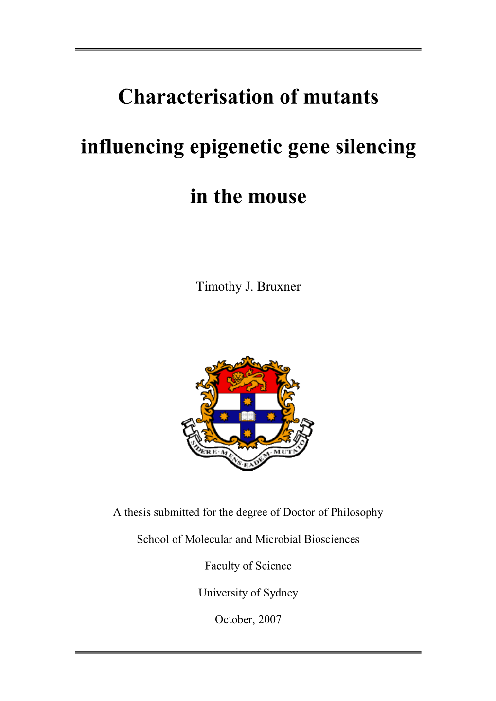 Characterisation of Mutants Influencing Epigenetic Gene Silencing