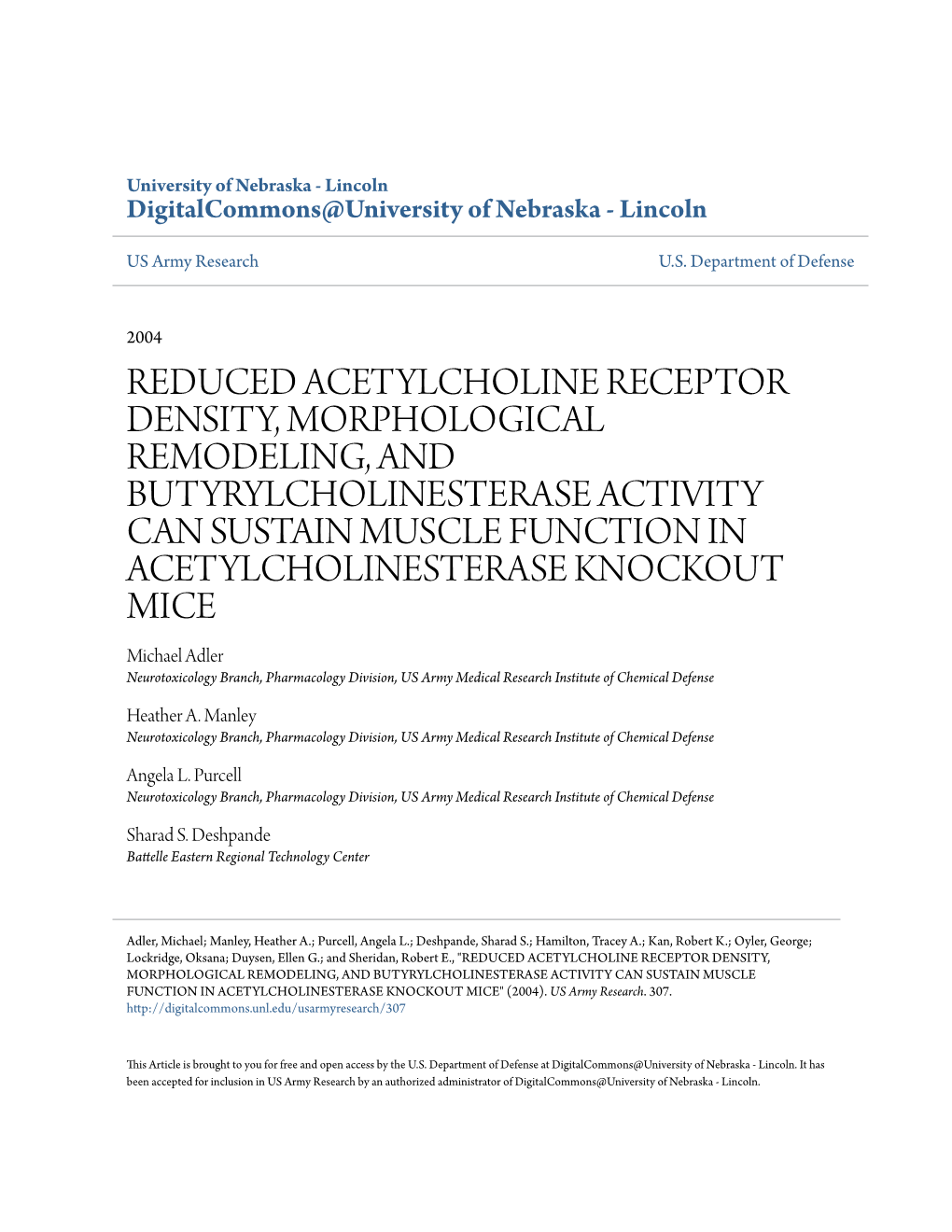 Reduced Acetylcholine Receptor Density