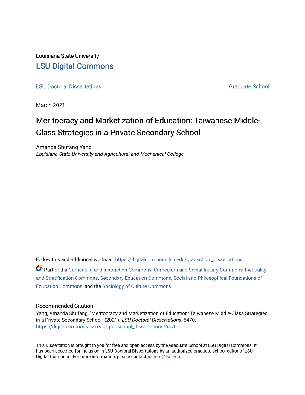 Meritocracy and Marketization of Education: Taiwanese Middle- Class Strategies in a Private Secondary School