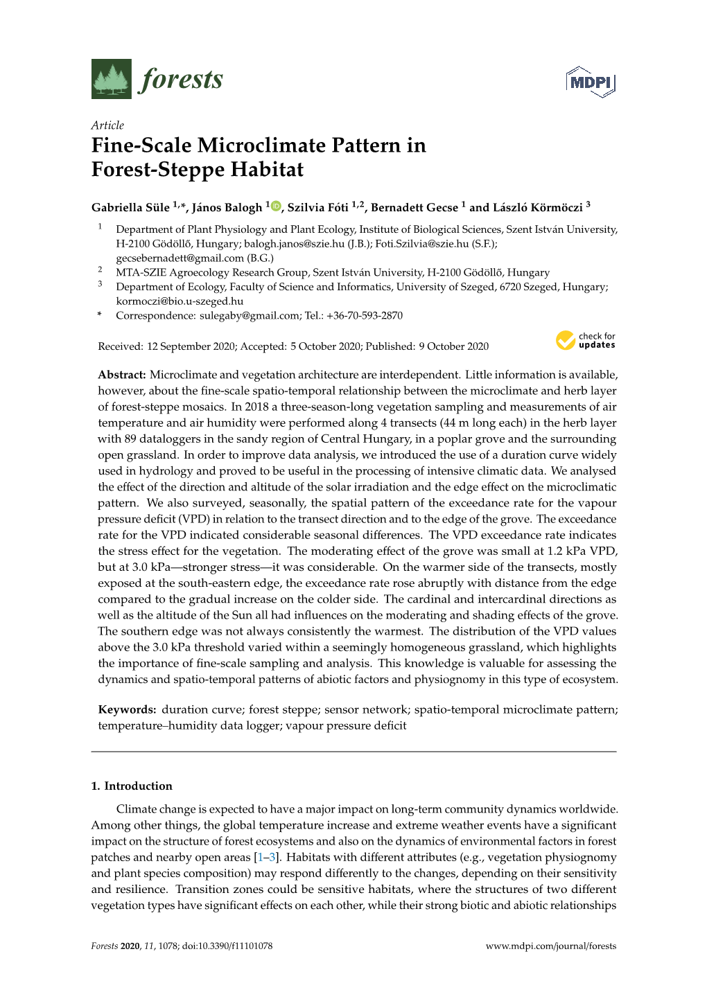 Fine-Scale Microclimate Pattern in Forest-Steppe Habitat