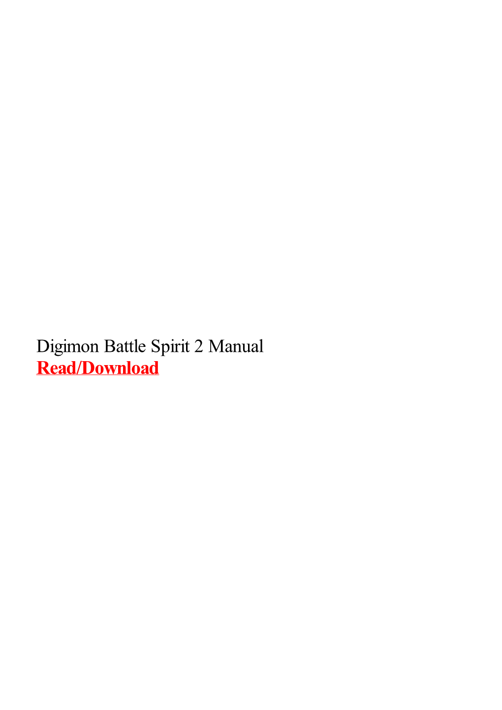 Digimon Battle Spirit 2 Manual