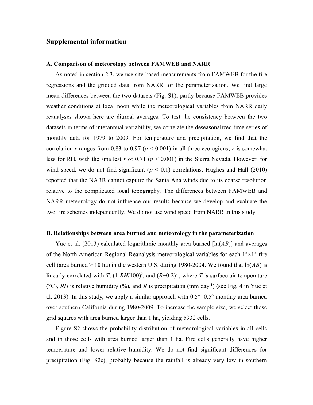 A. Comparison of Meteorology Between FAMWEB and NARR