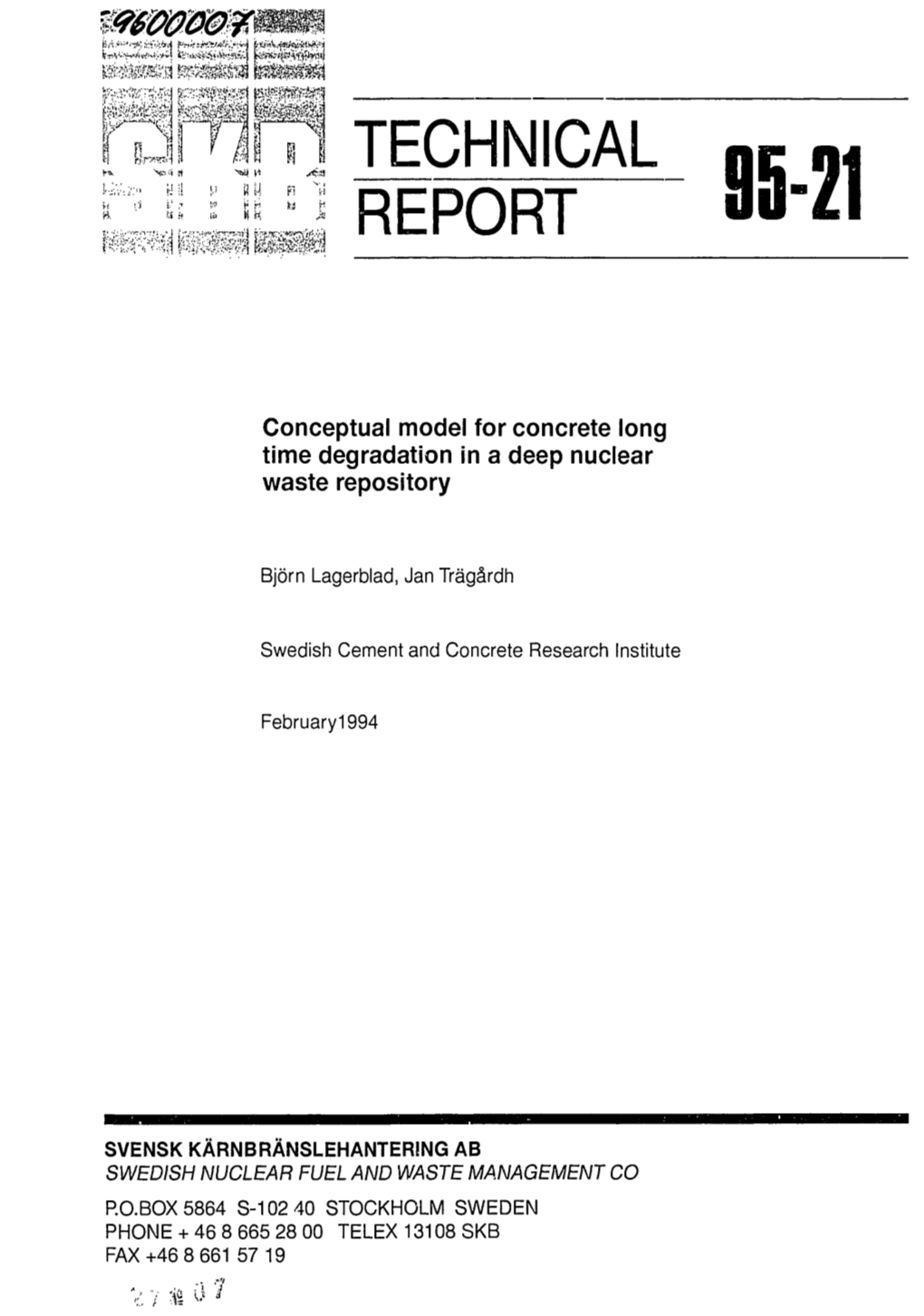 Conceptual Model for Concrete Long Time Degradation in a Deep Nuclear Waste Repository