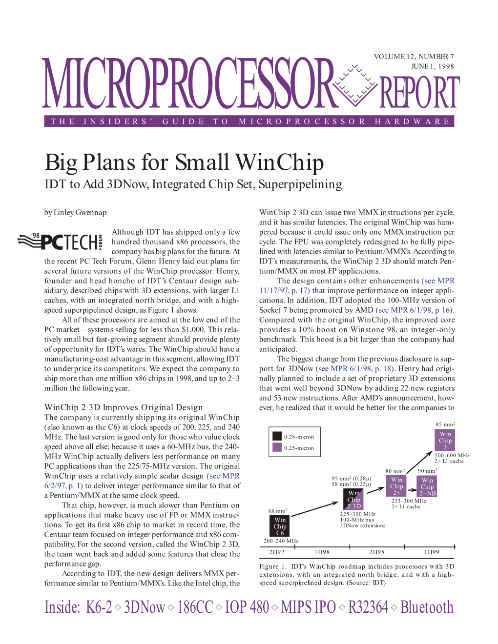 Big Plans for Small Winchip IDT to Add 3Dnow, Integrated Chip Set, Superpipelining