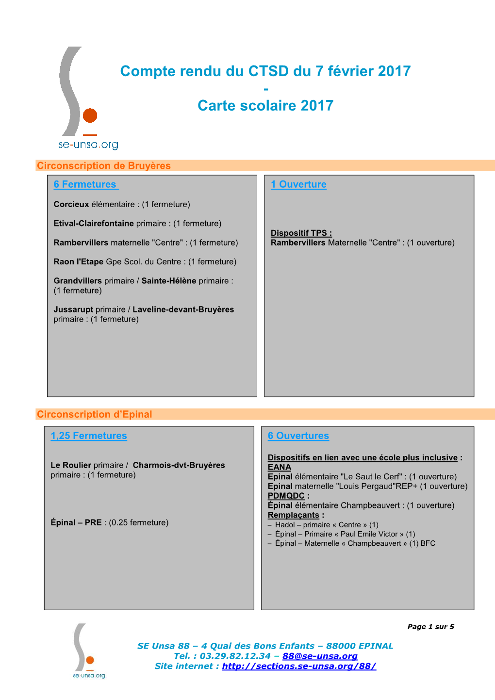 CTSD Carte Scolaire 2017