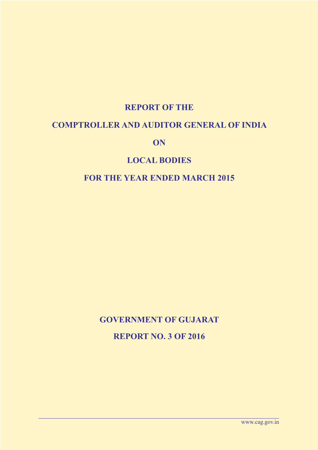 Report of the Comptroller and Auditor General of India on Local