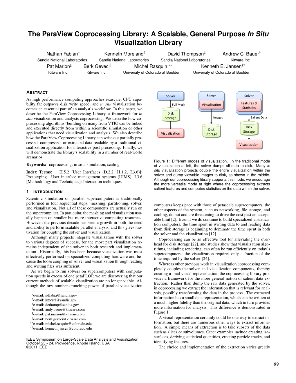 The Paraview Coprocessing Library: a Scalable, General Purpose in Situ Visualization Library