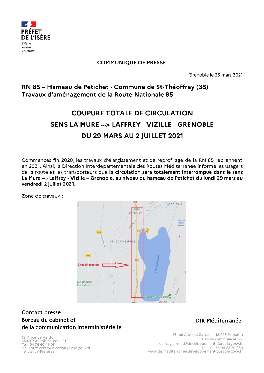 Laffrey - Vizille - Grenoble Du 29 Mars Au 2 Juillet 2021