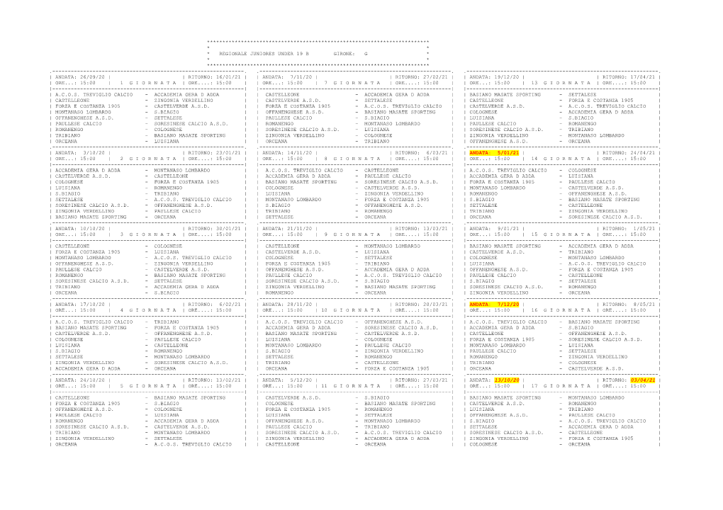 Juniores Reg. B Girone G