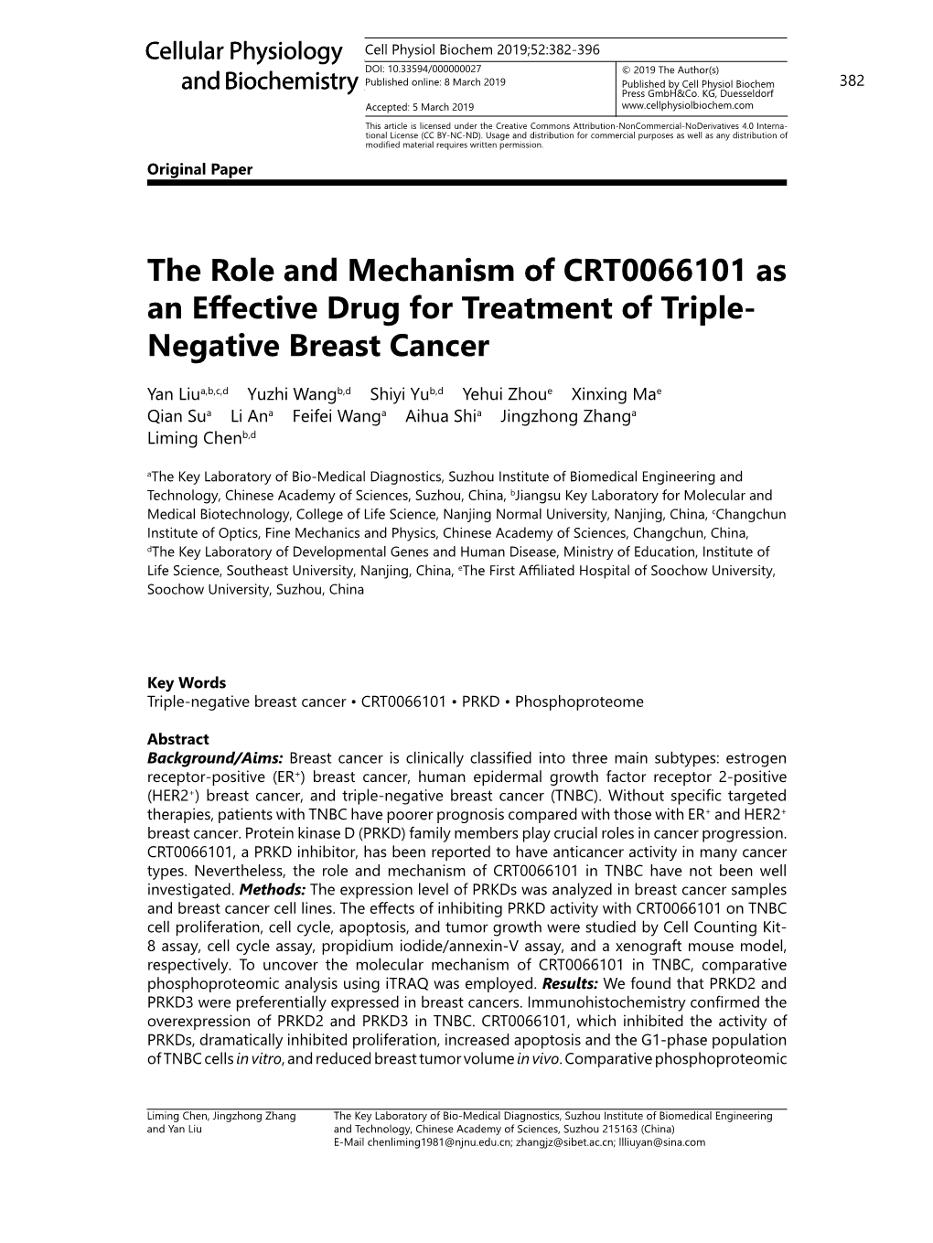 The Role and Mechanism of CRT0066101 As an Effective Drug for Treatment of Triple- Negative Breast Cancer