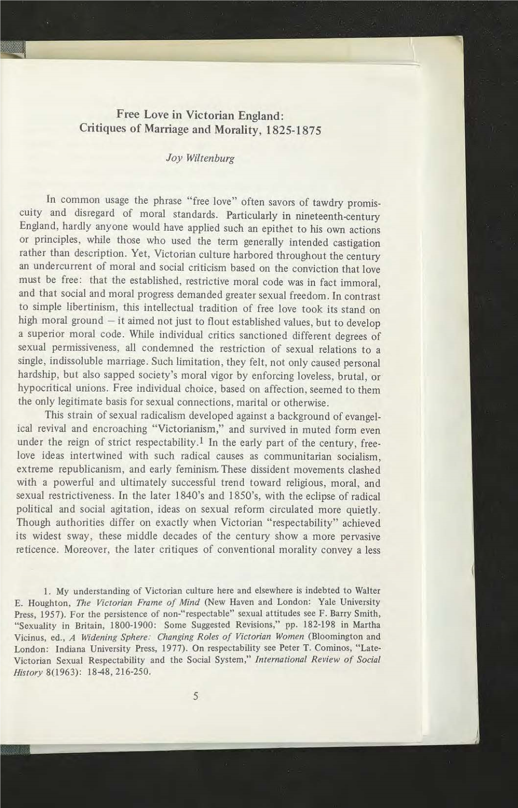 Free Love in Victorian England: Critiques of Marriage and Morality, 1825-1875