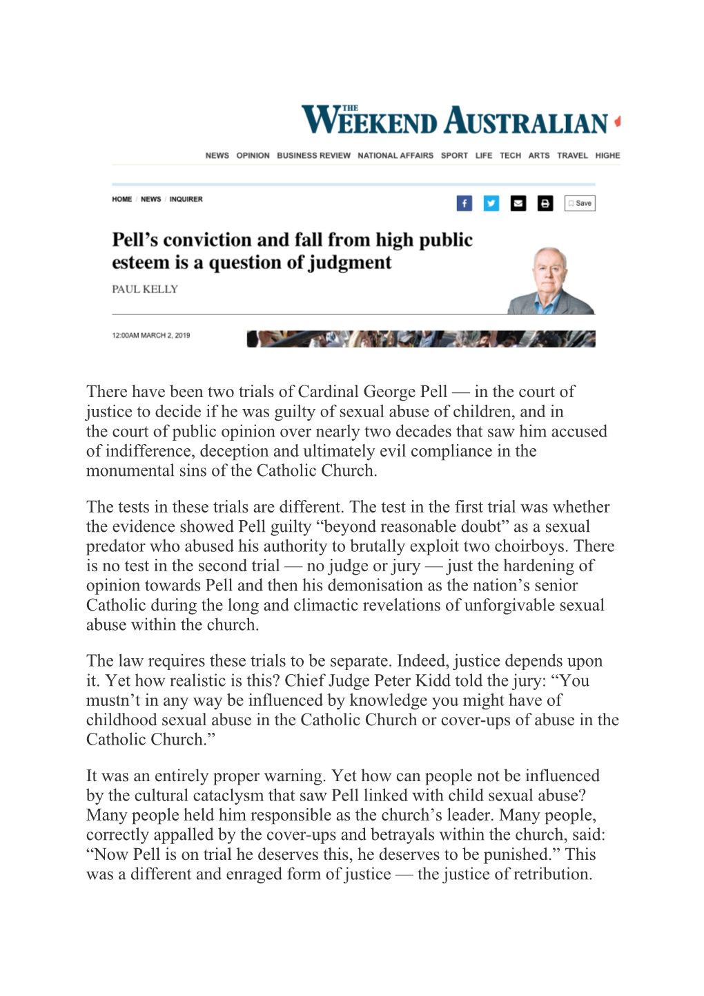 There Have Been Two Trials of Cardinal George Pell — in the Court Of