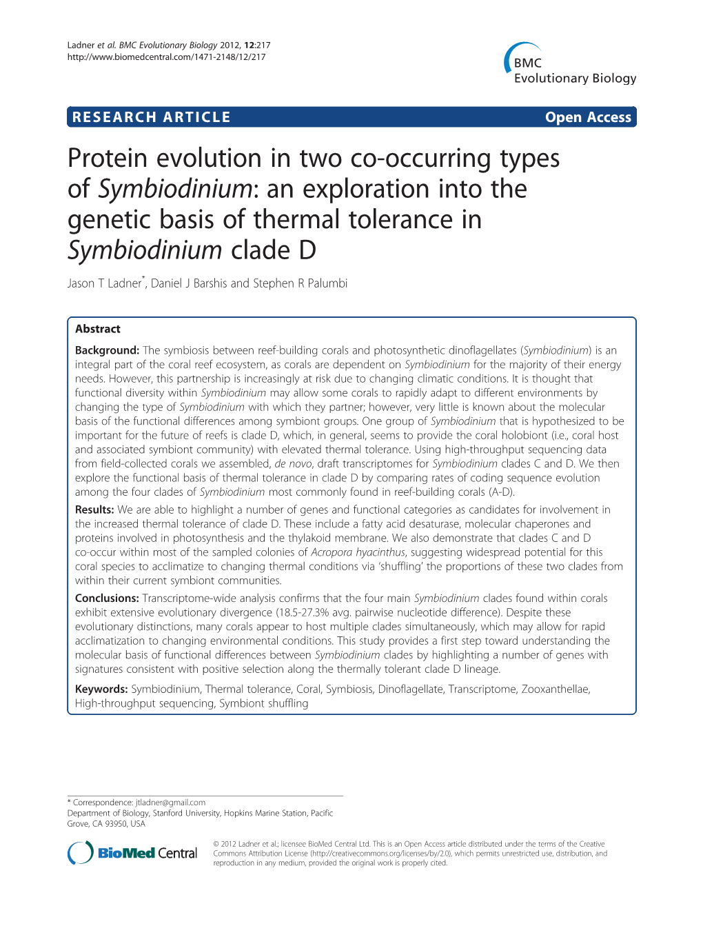 Protein Evolution in Two Co-Occurring Types of Symbiodinium: An