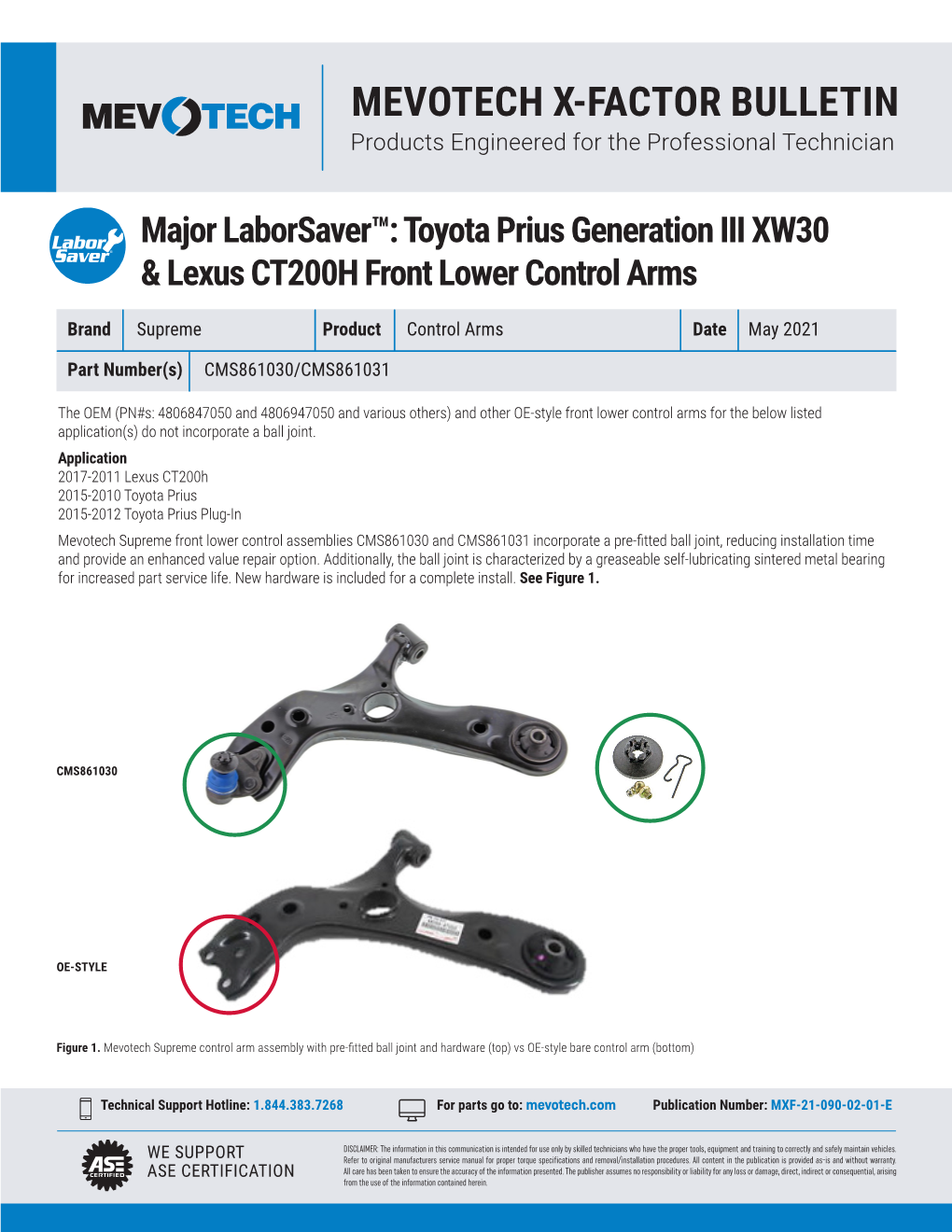 Toyota Prius Generation III XW30 & Lexus CT200H Front Lower Control Arms