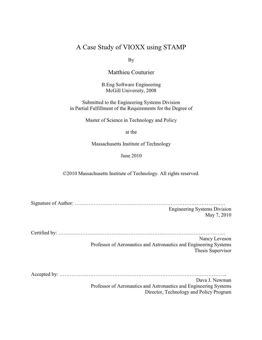 A Case Study of VIOXX Using STAMP
