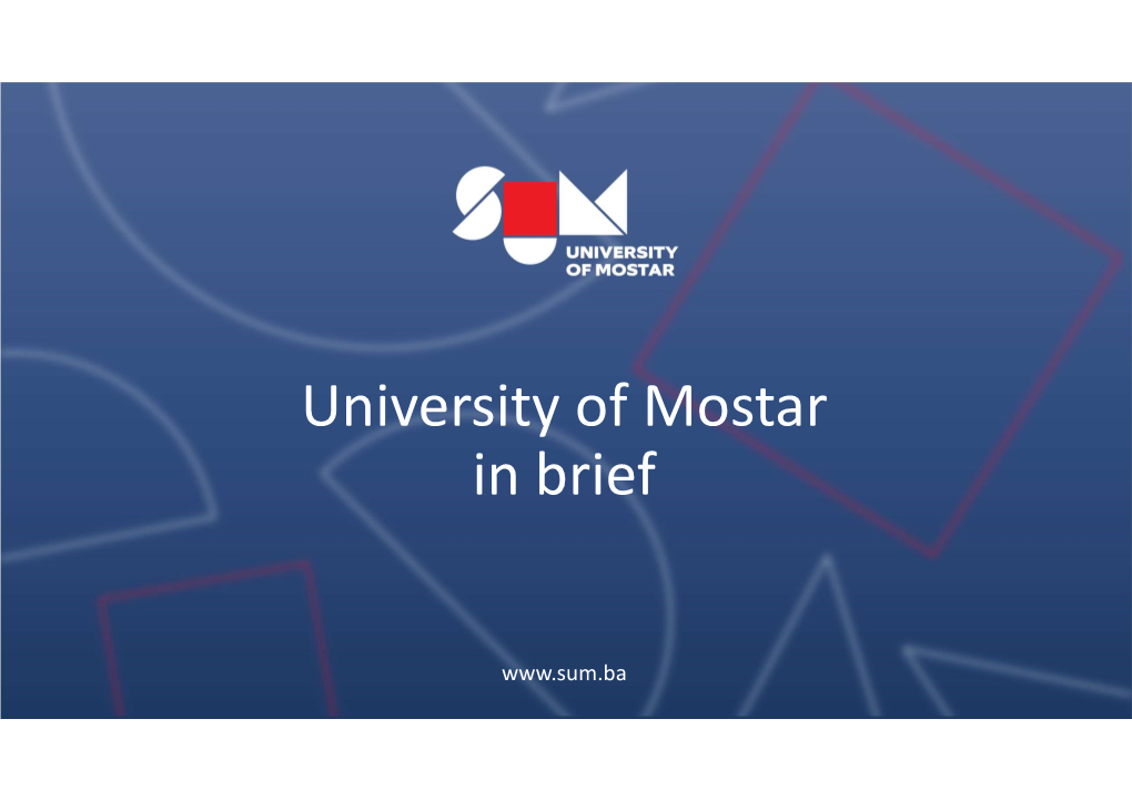 University of Mostar in Brief