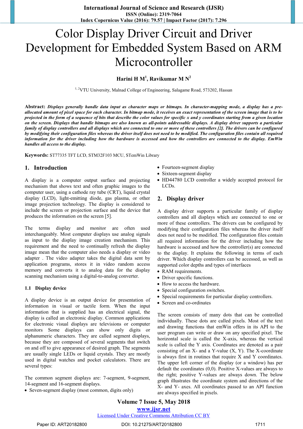 Color Display Driver Circuit and Driver Development for Embedded System Based on ARM Microcontroller