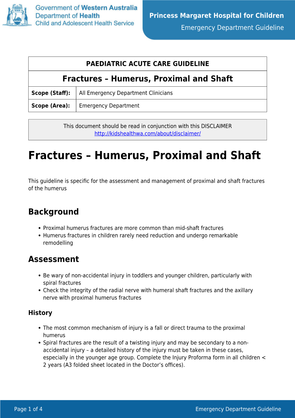 Fractures – Humerus, Proximal and Shaft