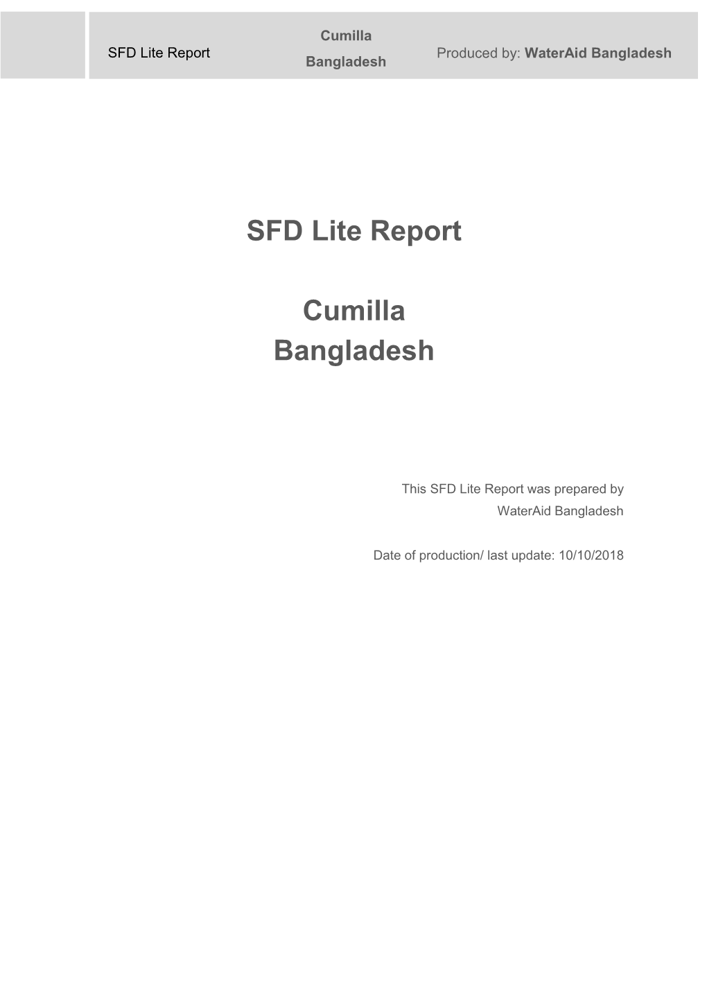 SFD Lite Report Cumilla Bangladesh