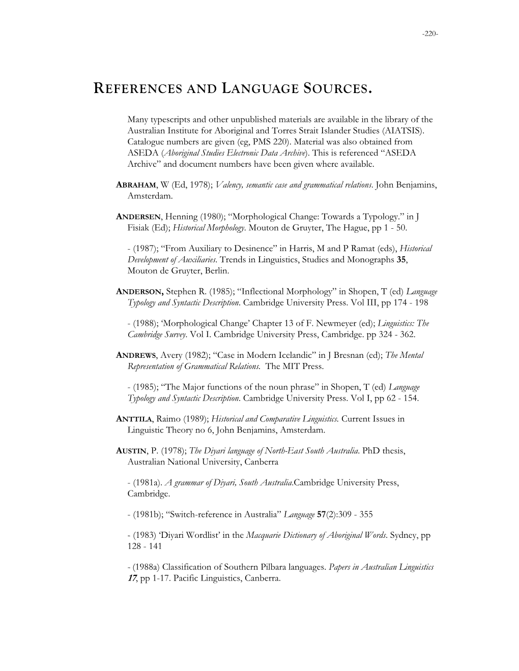 References and Language Sources