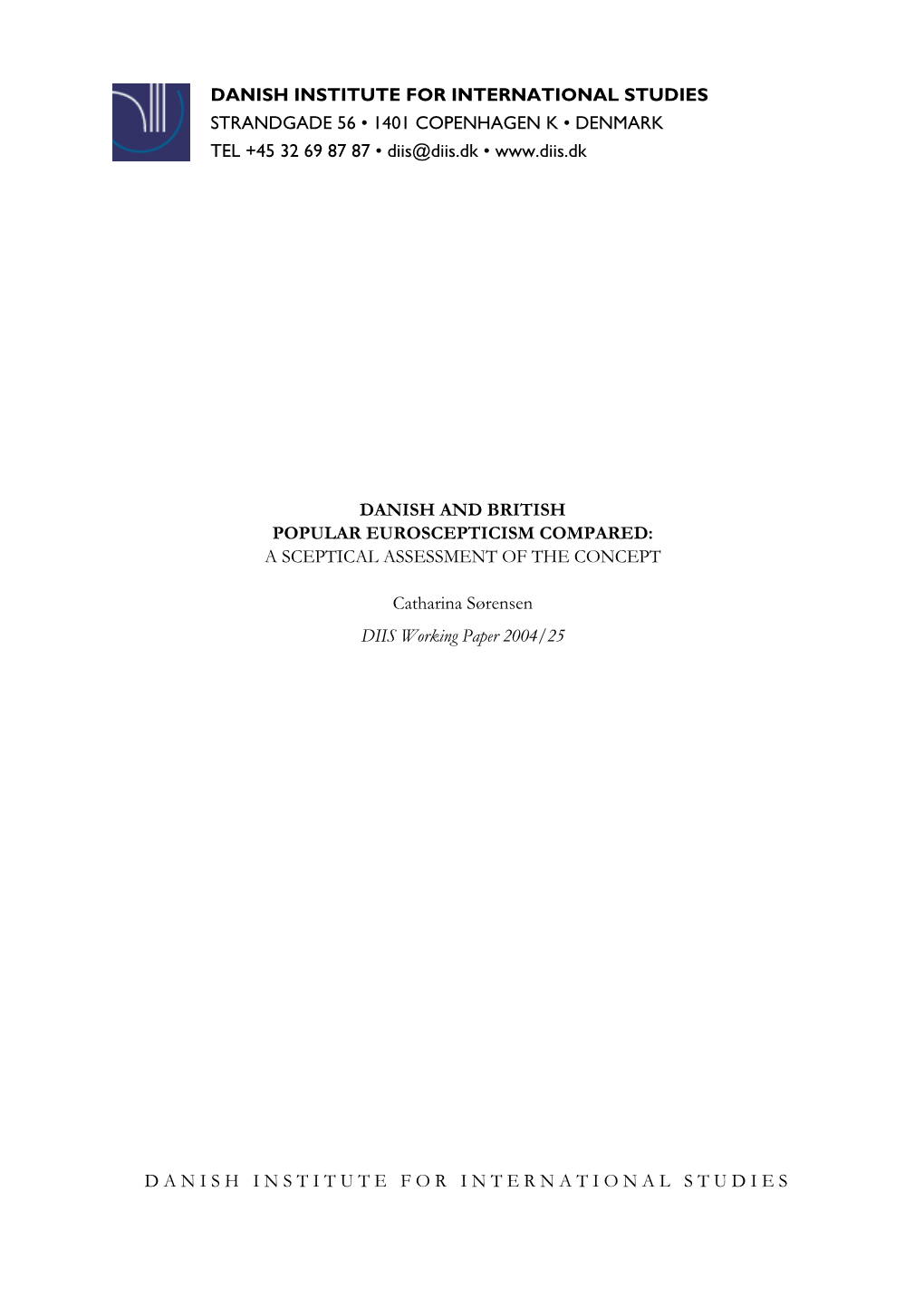 Danish and British Popular Euroscepticism Compared: a Sceptical Assessment of the Concept