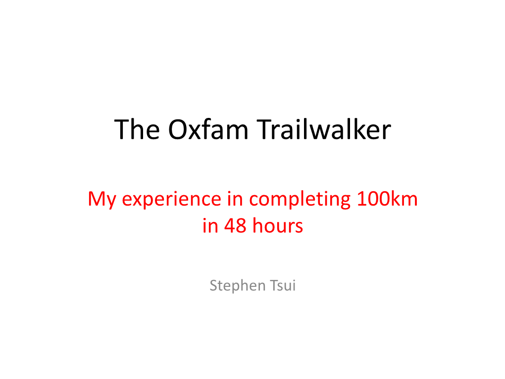 The Oxfam Trailwalker