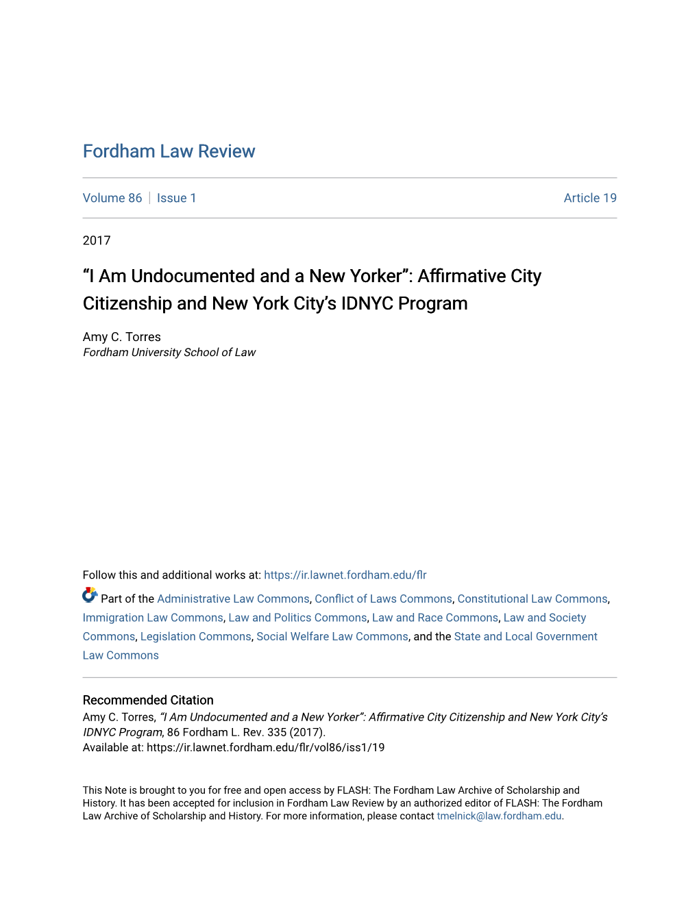 Affirmative City Citizenship and New York City's IDNYC Program