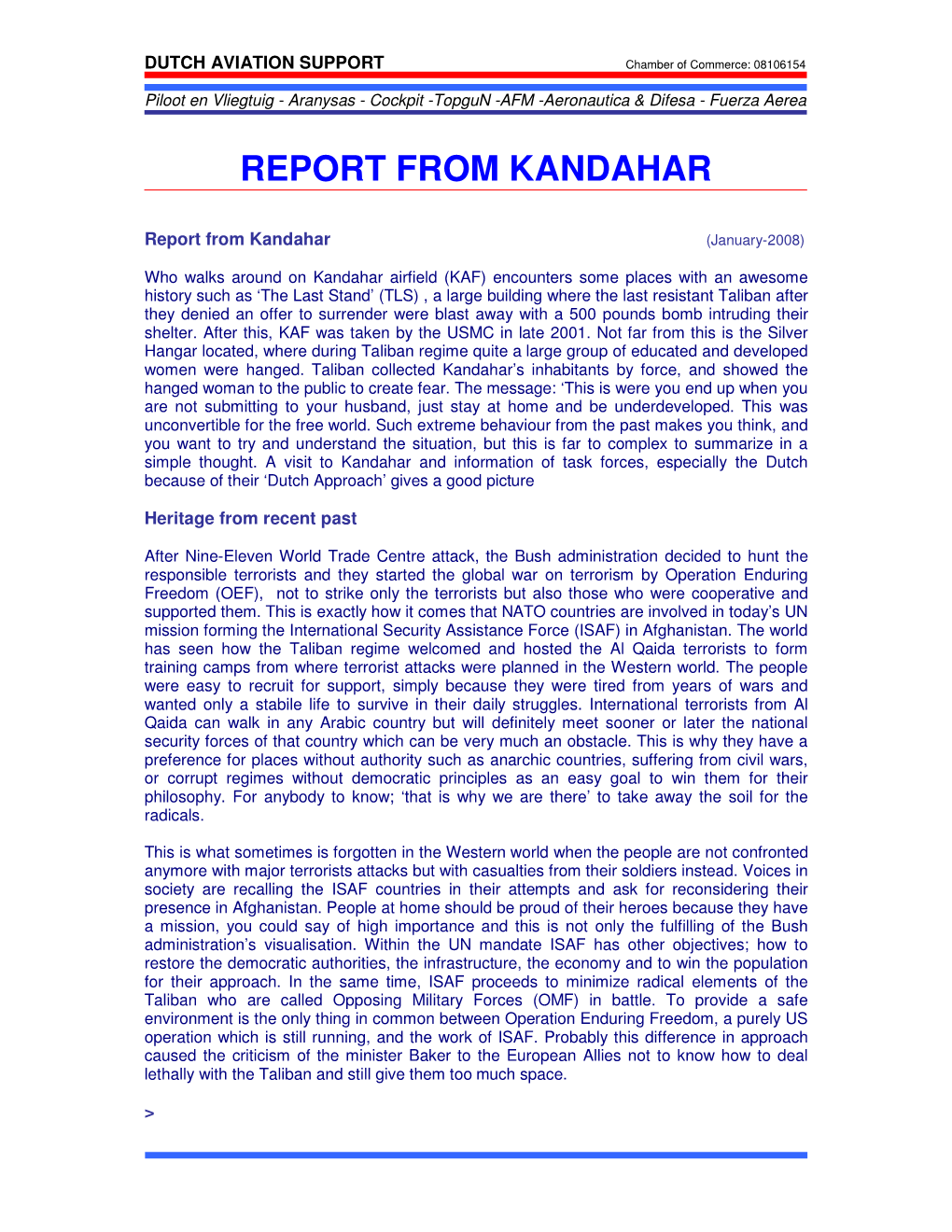 Report from Kandahar