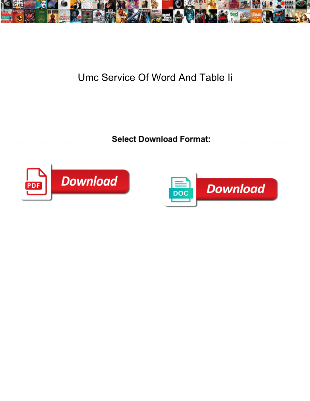 Umc Service of Word and Table Ii