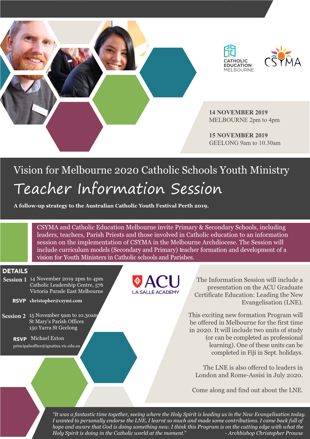Teacher Information Session a Follow-Up Strategy to the Australian Catholic Youth Festival Perth 2019