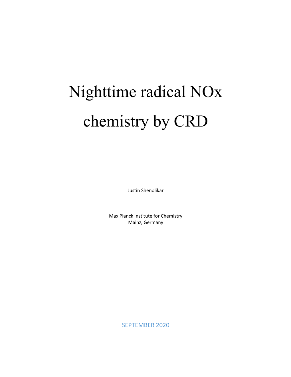 Nighttime Radical Nox Chemistry By