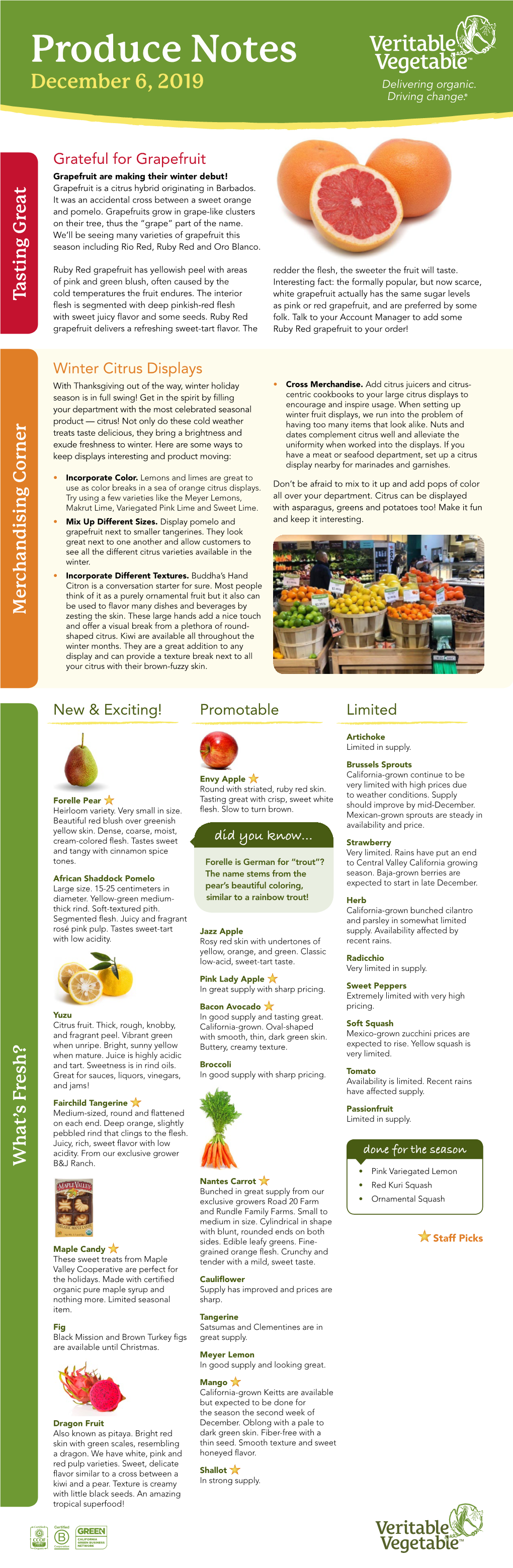 Produce Notes December 6, 2019