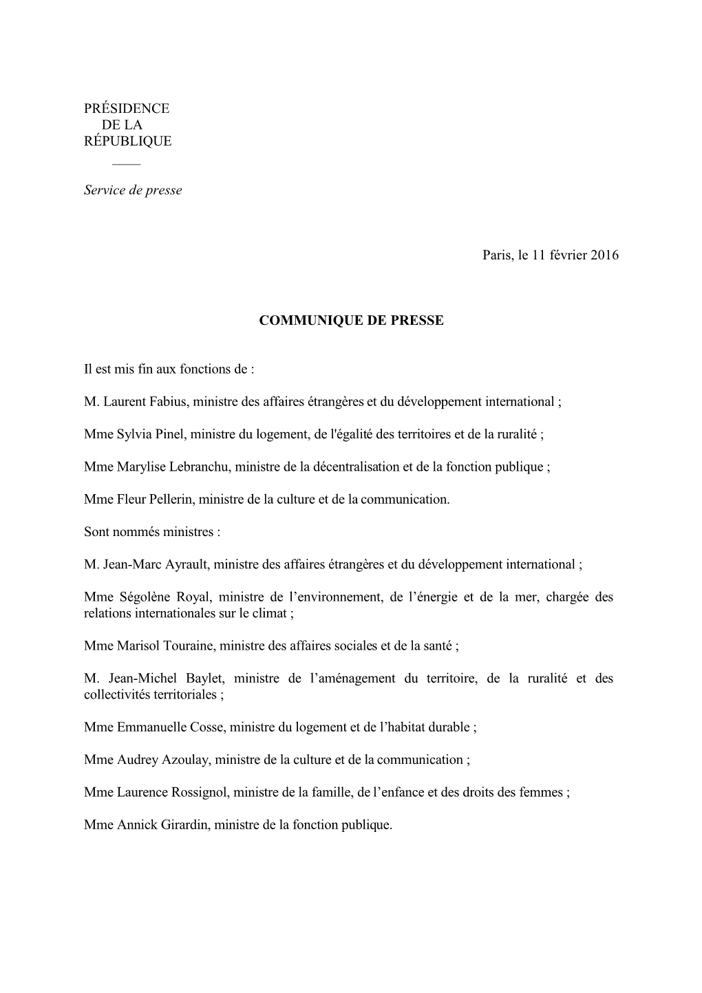 Composition Du Gouvernement