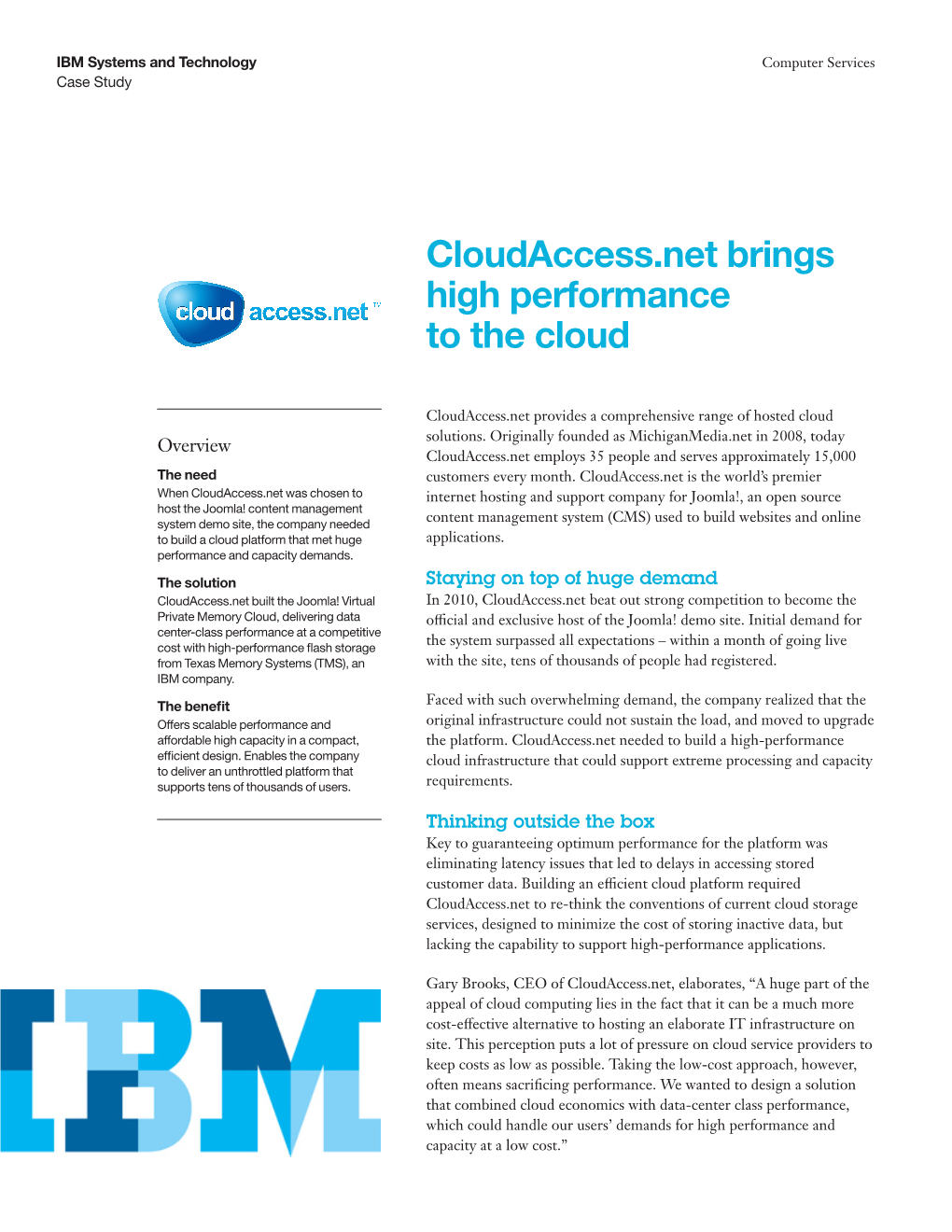 Cloudaccess.Net Brings High Performance to the Cloud