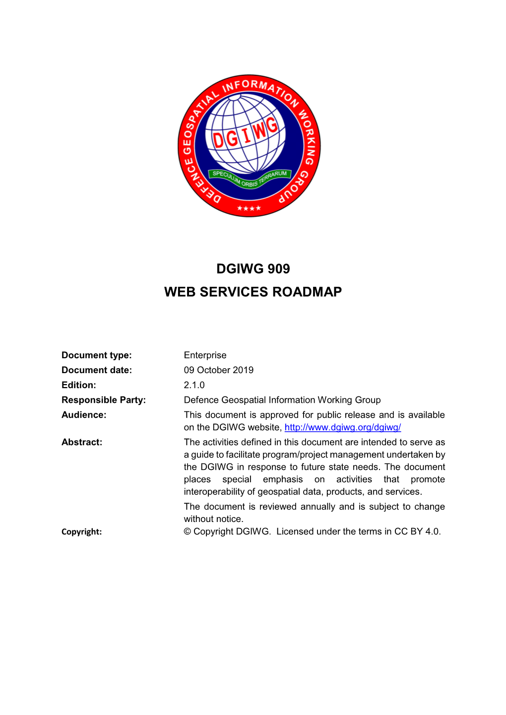 Dgiwg 909 Web Services Roadmap