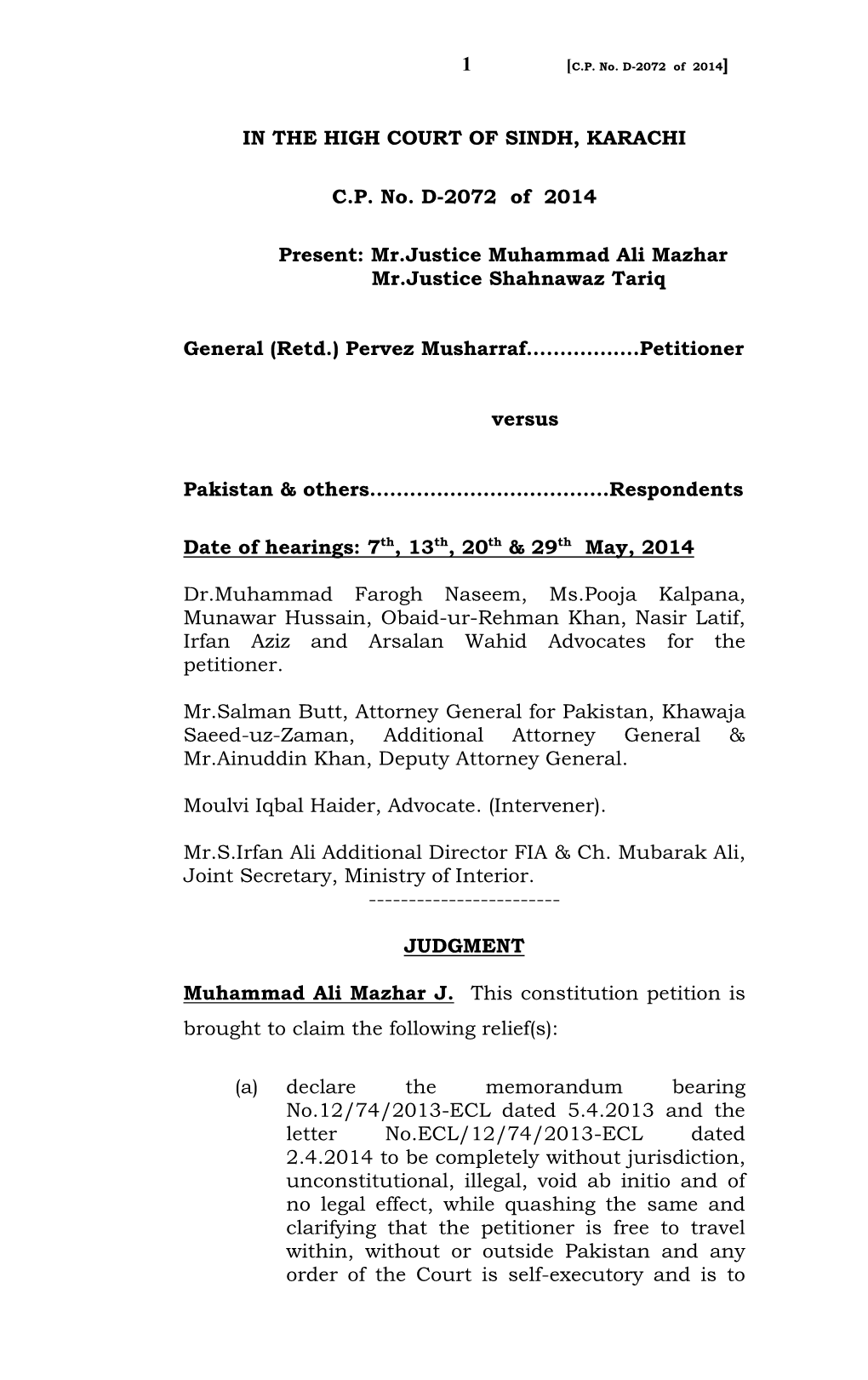 Pervez Musharraf (Petitioner)