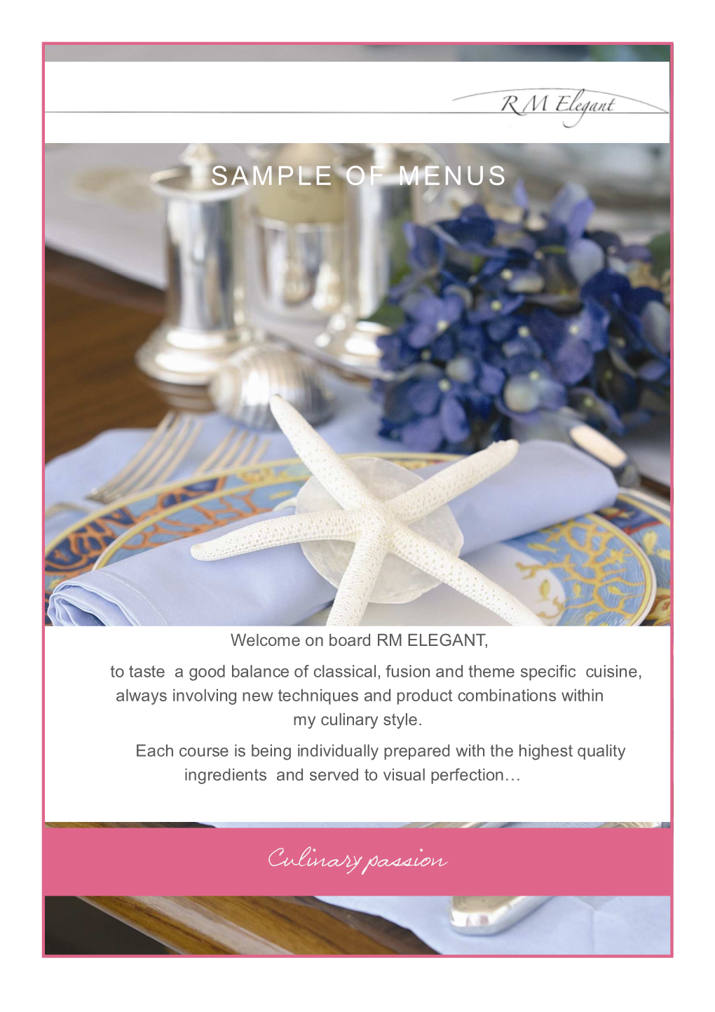 4-RM Elegant SAMPLE MENUS