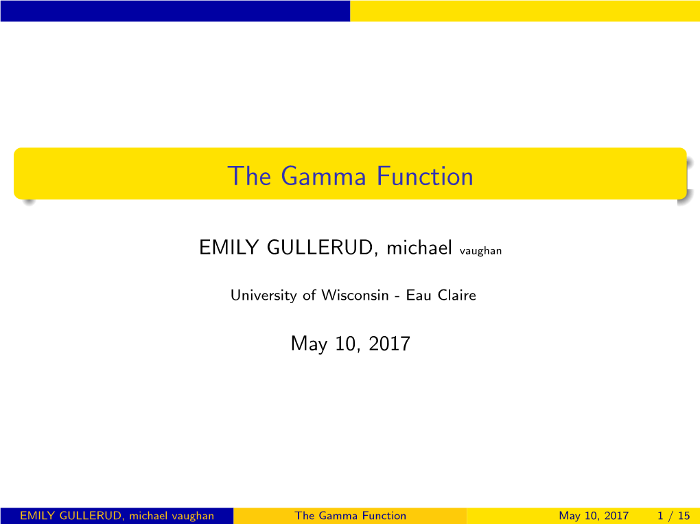 The Gamma Function