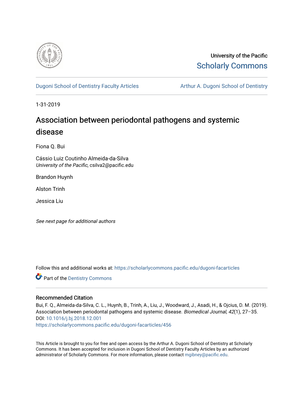 Association Between Periodontal Pathogens and Systemic Disease