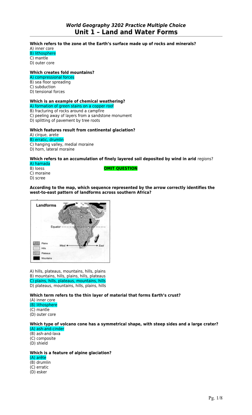 World Geography 3202 Practice Multiple Choice