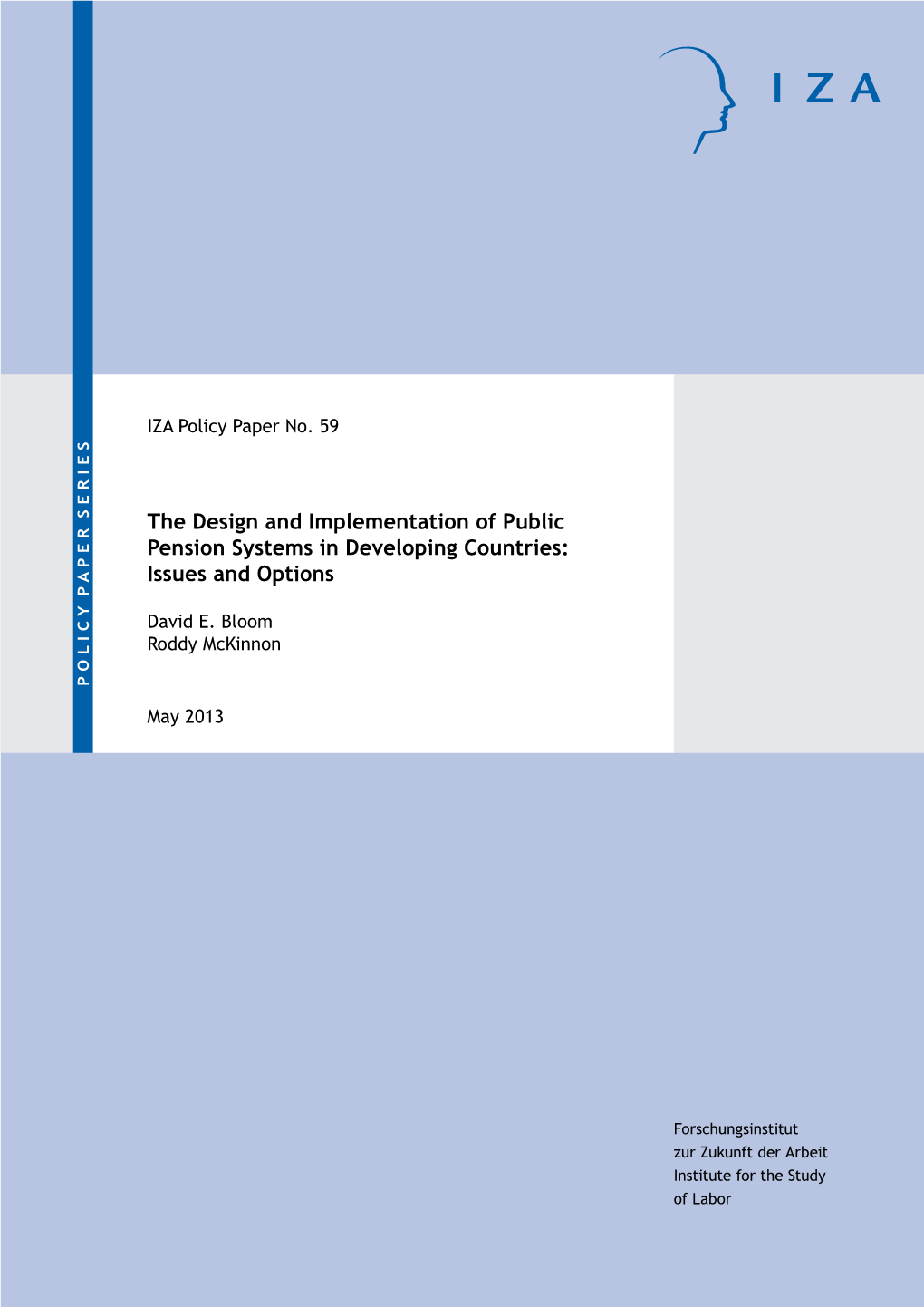 The Design and Implementation of Public Pension Systems in Developing Countries: Issues and Options